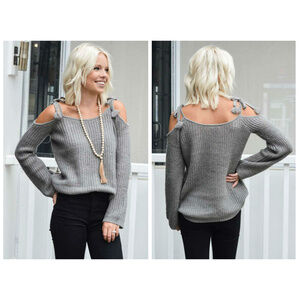 💕BB DAKOTA💕 Mellie Tie Shoulder Ribbed Sweater